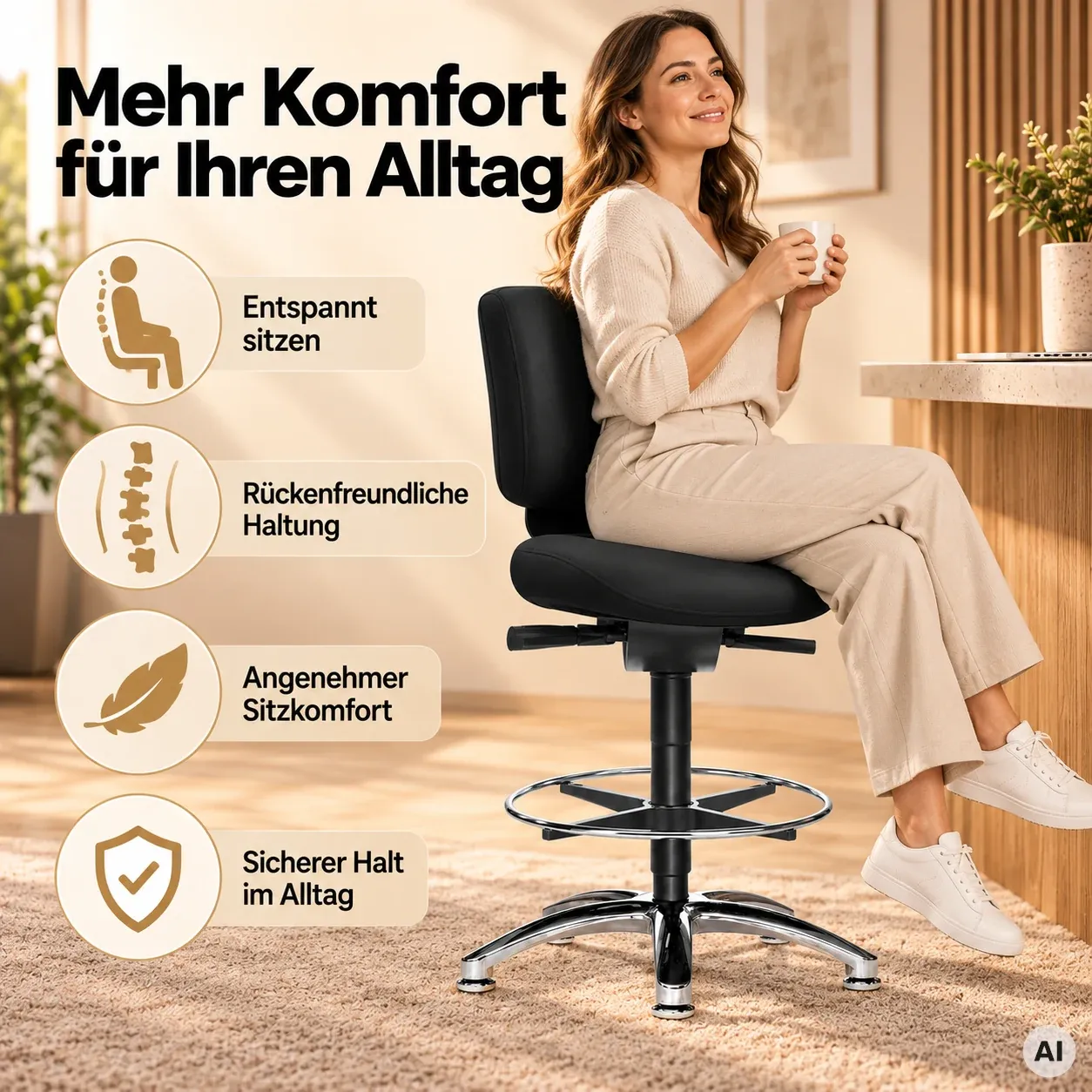 Water H - Bequemer Counterstuhl