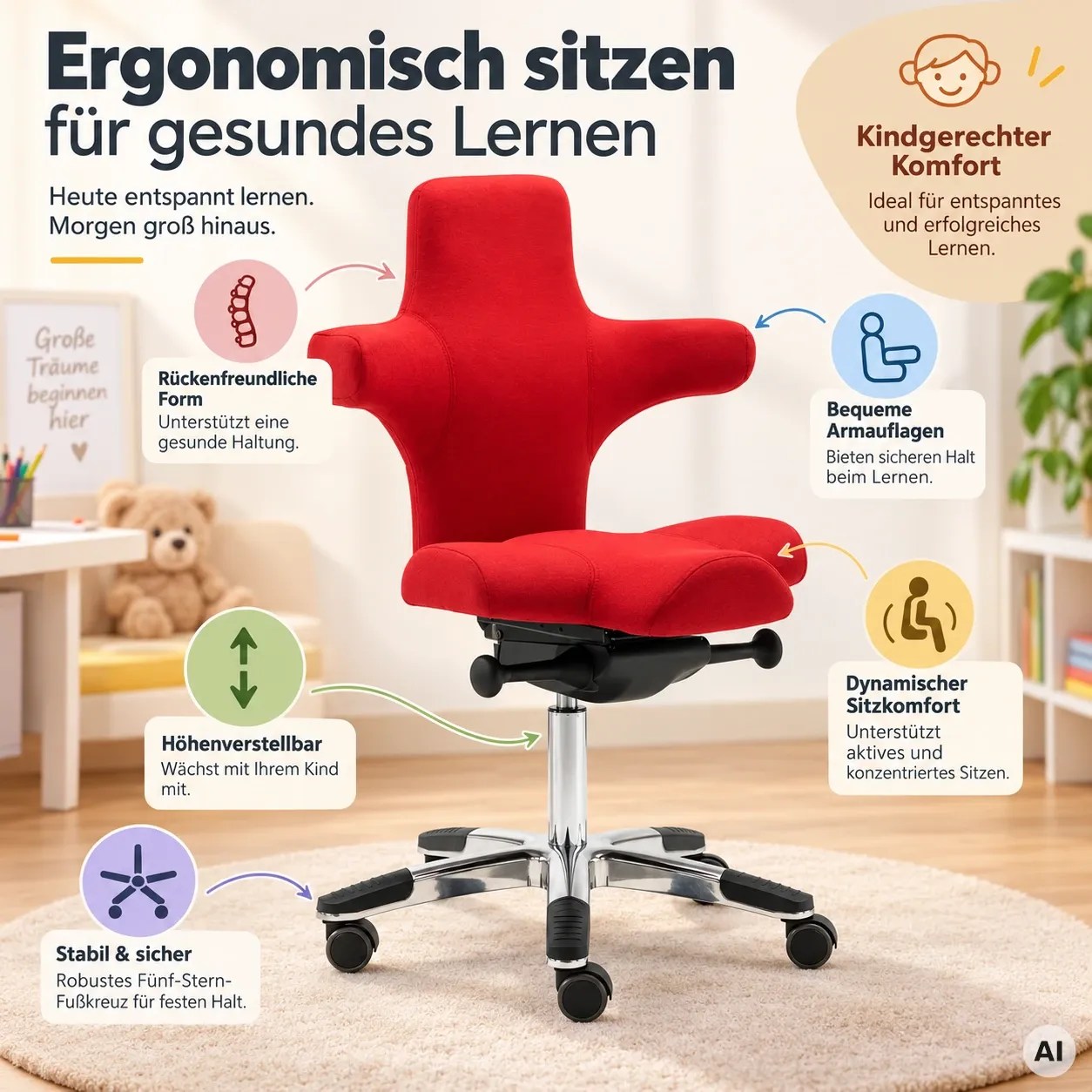 PICASSO YOUNGSTAR - Bequemer Kinder-Bürostuhl