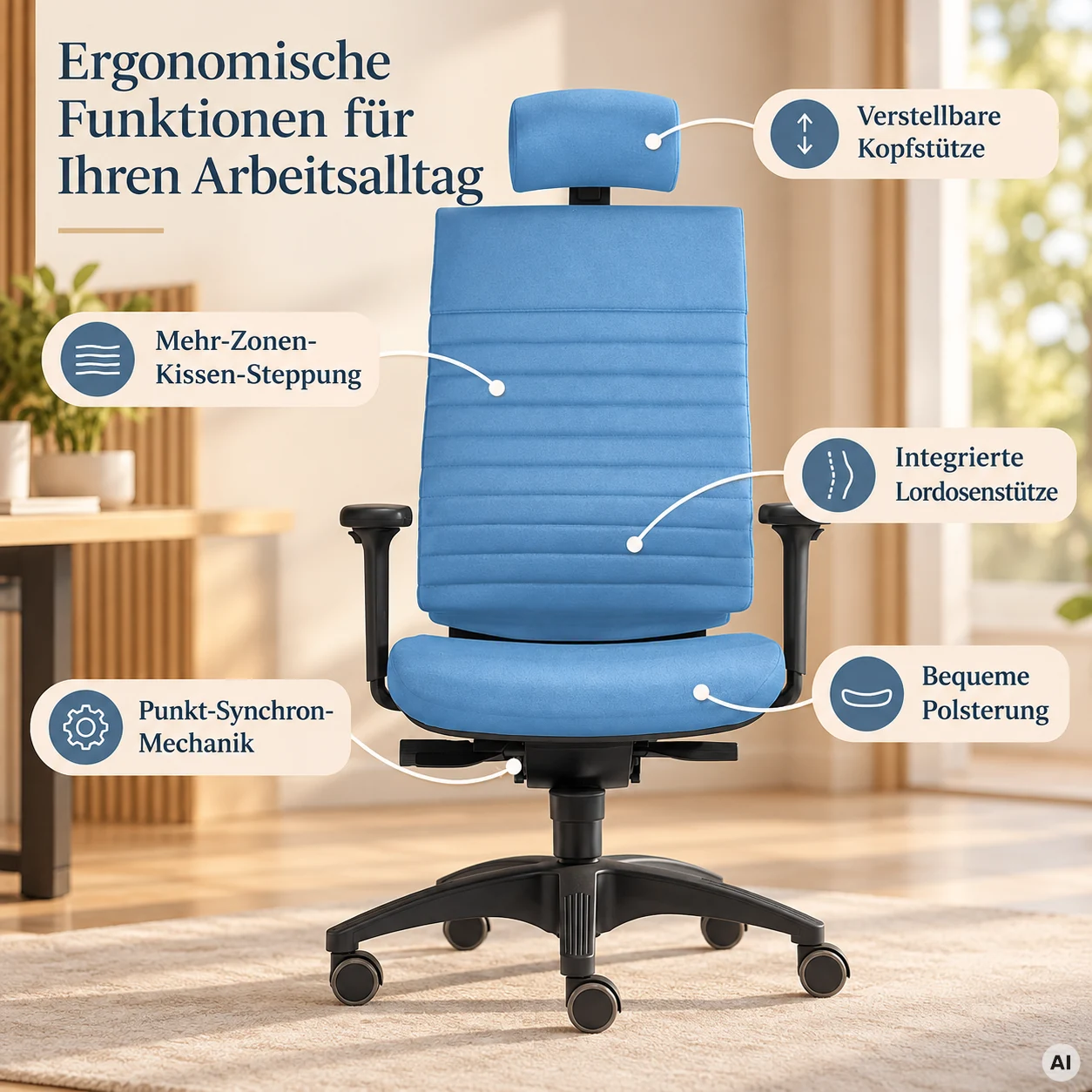 Heaven L mit Kopfstütze - Eleganter Bürostuhl